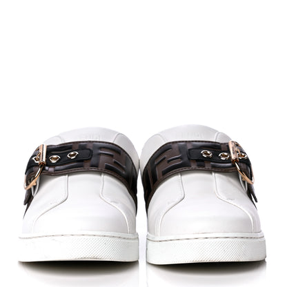 Fendi Vitello FF Embossed Womens Slip On Sneakers 37 Ultra White Maya Black 2 of 14
