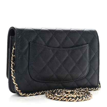 Chanel Caviar Quilted Wallet On Chain WOC Navy Blue 2 of 11