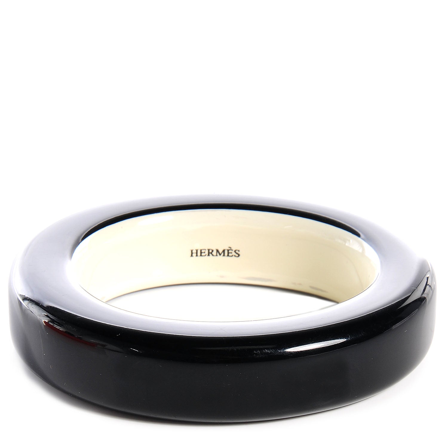 Hermes Lacquered Wood Ariodante Bracelet Noir S 1 of 6