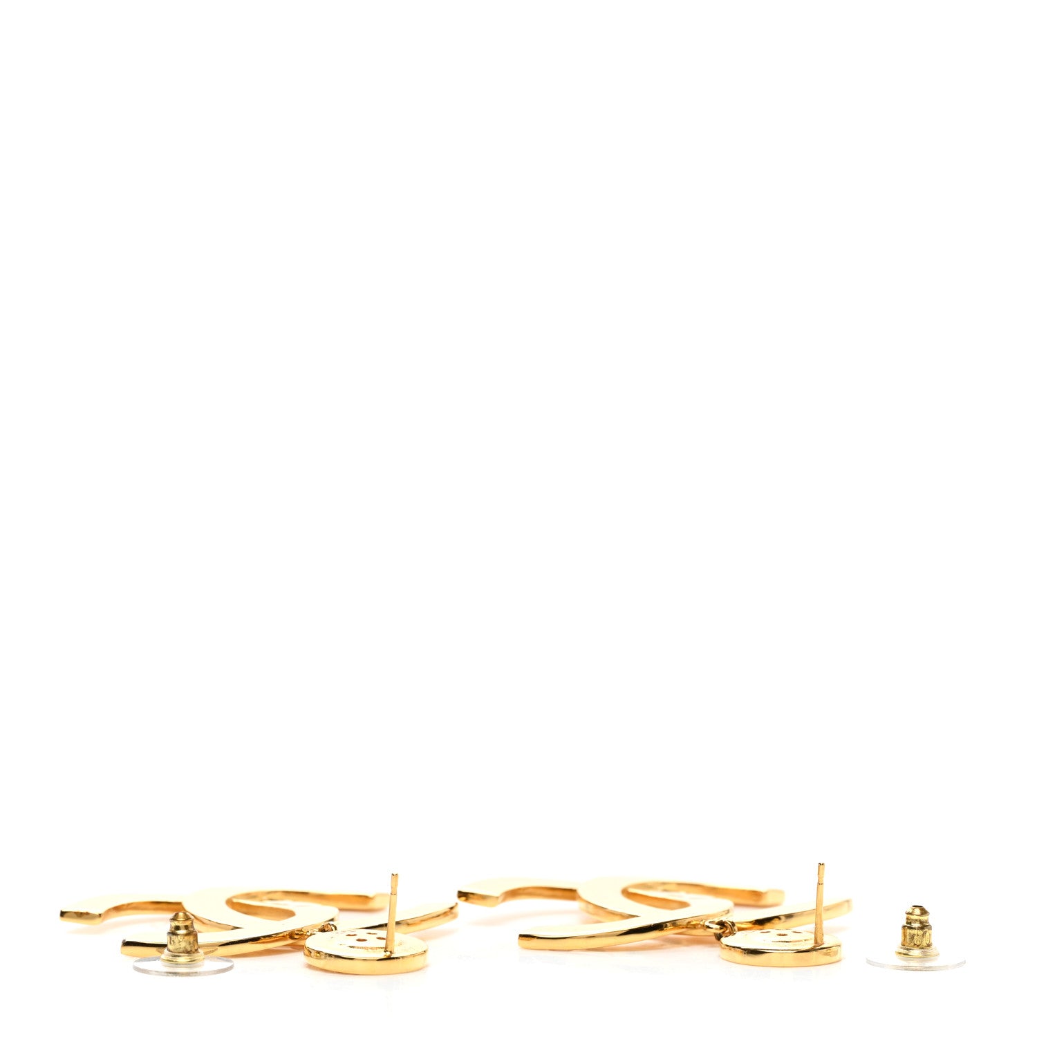 Chanel Metal Large Paris Button Earrings Gold 4 of 5