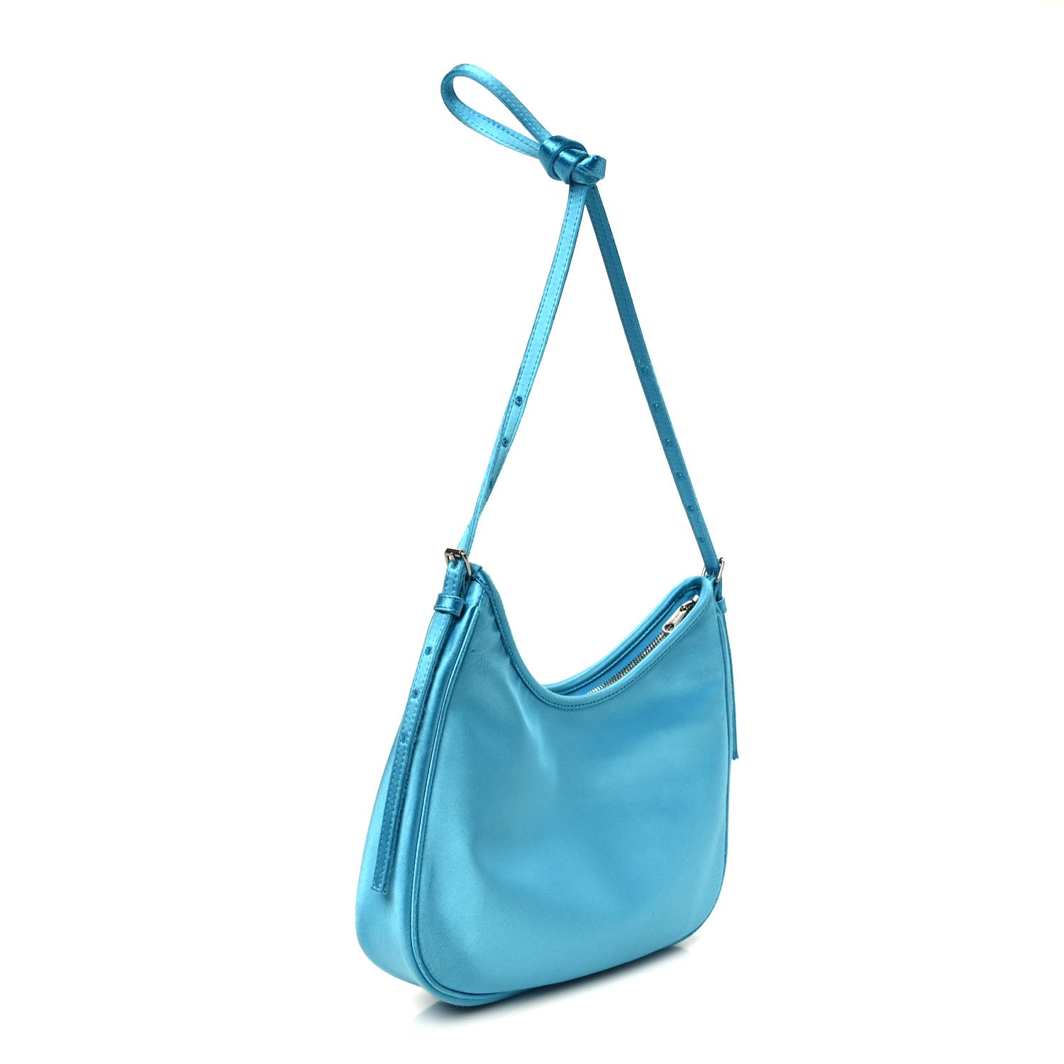 Balenciaga Satin Small Leopolda Shoulder Bag Blue 3 of 11