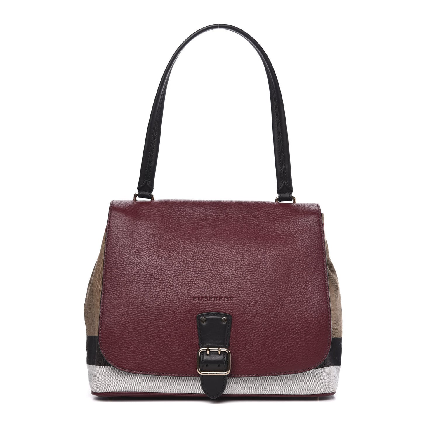 House Check Calfskin Shoulder Bag Mahogany Red