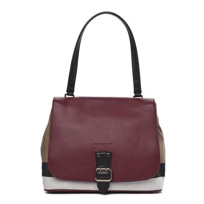 Burberry House Check Calfskin Shoulder Bag Mahogany Red 1 of 10