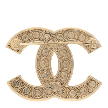 Chanel Metal Crystal Graduated Pearl CC Brooch Gold 3 of 4