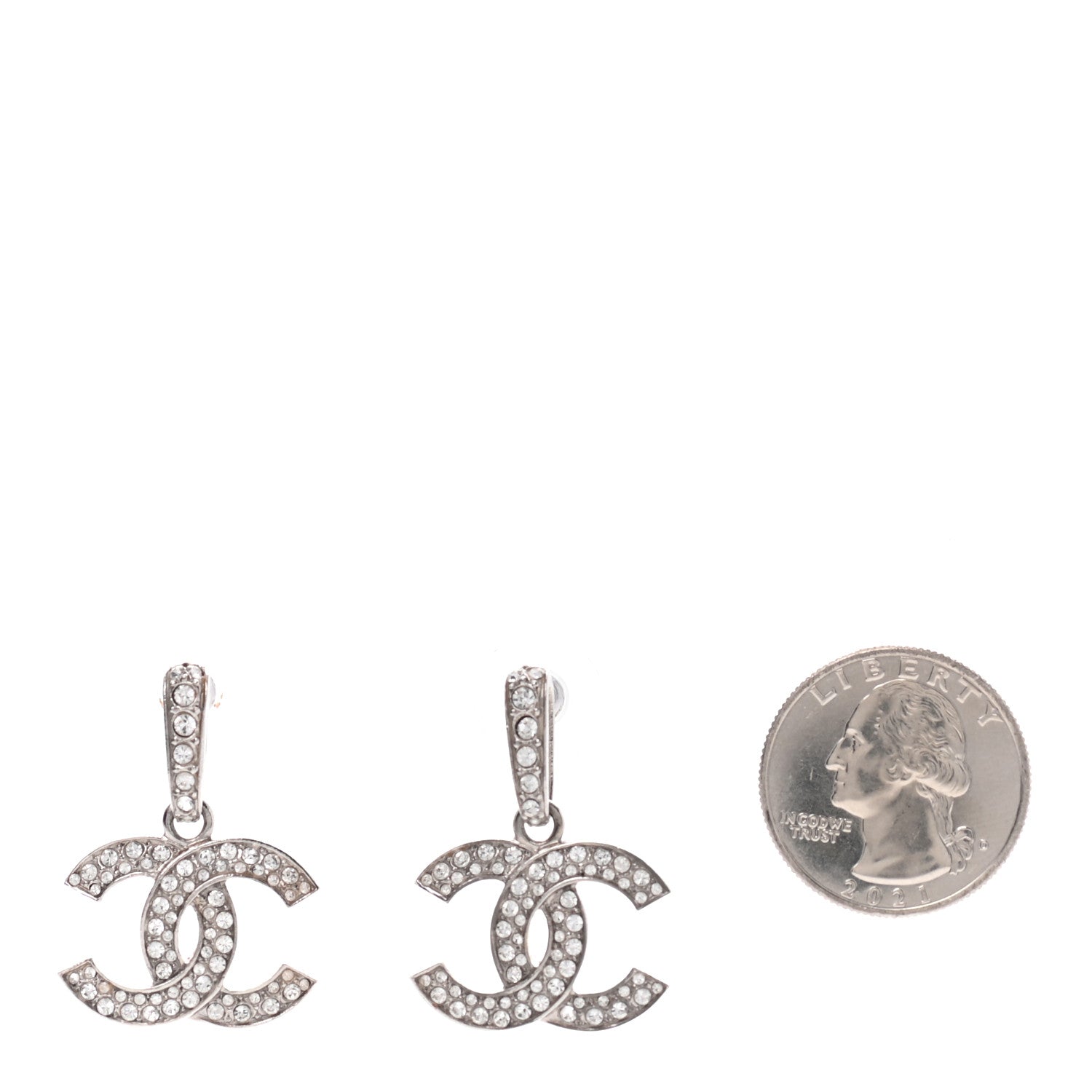 Chanel Crystal Palais Garnier CC Drop Earrings Silver 2 of 4