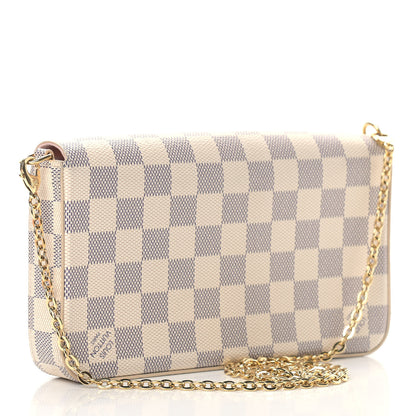 Louis Vuitton Damier Azur Pochette Felicie Chain Wallet Rose Ballerine 4 of 7