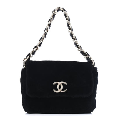 Chanel Shearling Lambskin Crystal Strass Flap Black 1 of 4