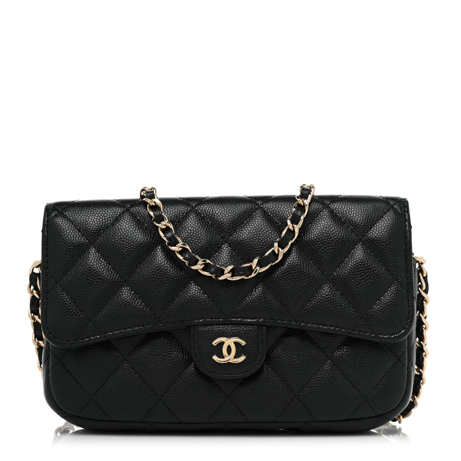 Chanel Caviar Quilted Flap Phone Holder With Chain Black 1 of 10