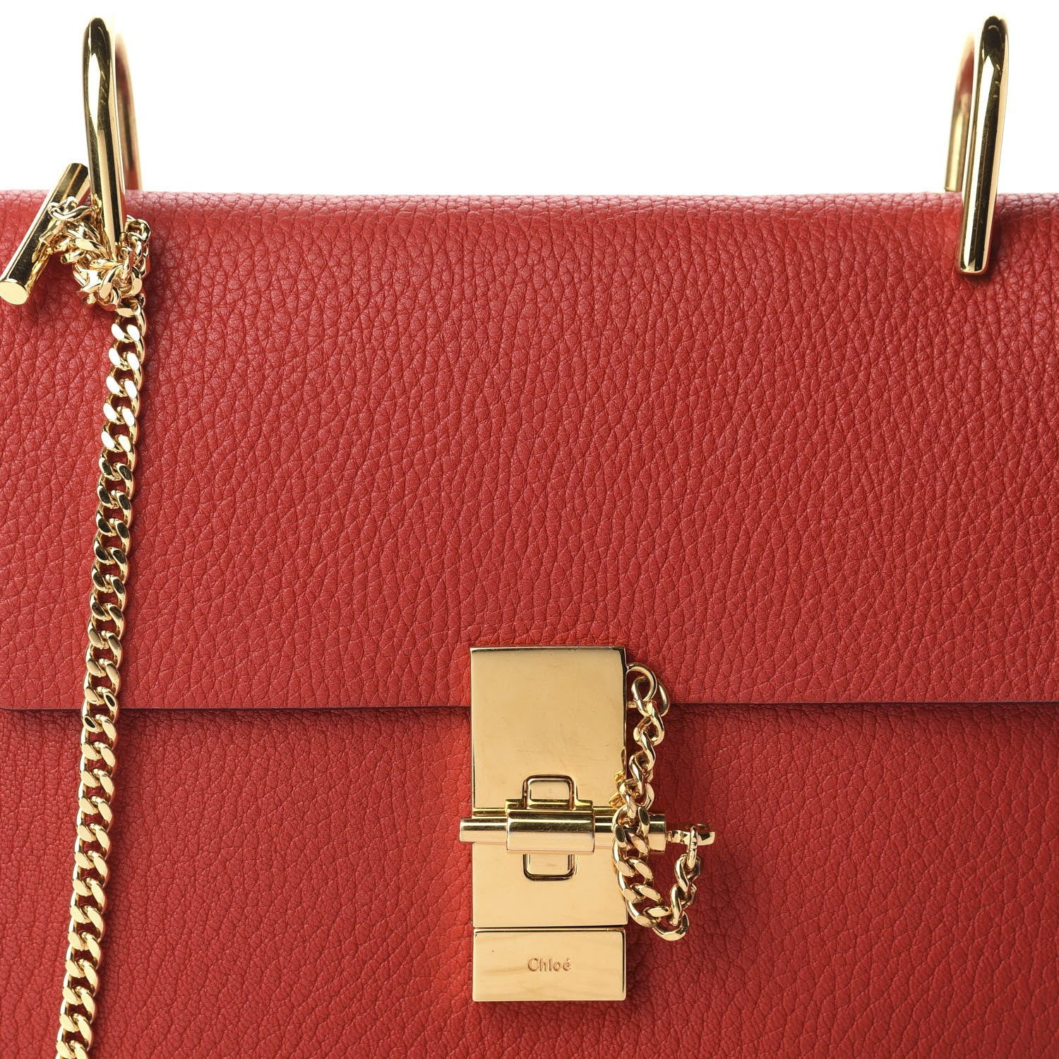 Chloe Grained Lambskin Drew Shoulder Bag Plaid Red 9 of 9