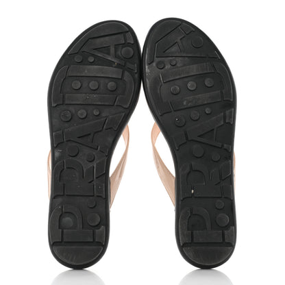 Prada Patent Calfskin Logo Thong Sandals 40 Cipria 5 of 9