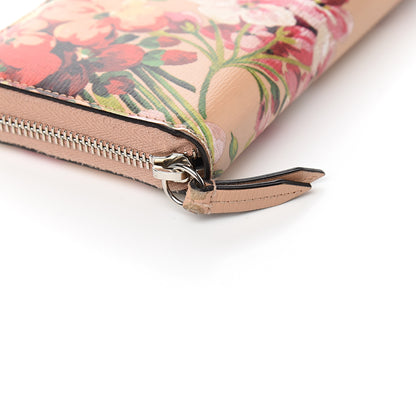 Gucci Shangai Calfskin Blooms Print Zip Around Wallet Pink Apricot Multicolor 9 of 10