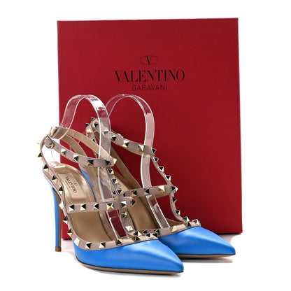 Valentino Garavani Nappa Rockstud Ankle Strap Pumps 40 Blue Poudre 5 of 11