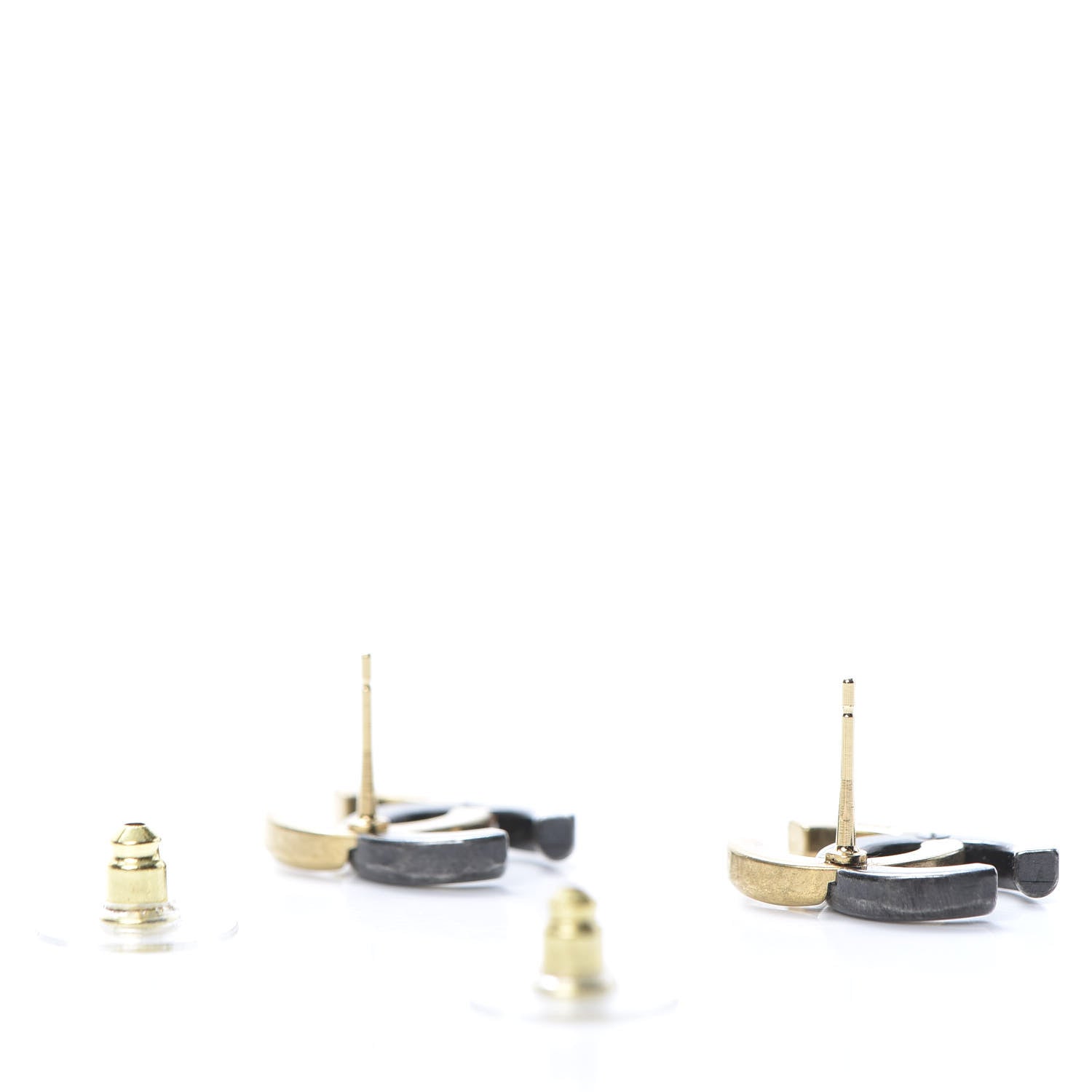 Chanel Metal CC Earrings Gold Ruthenium 3 of 5