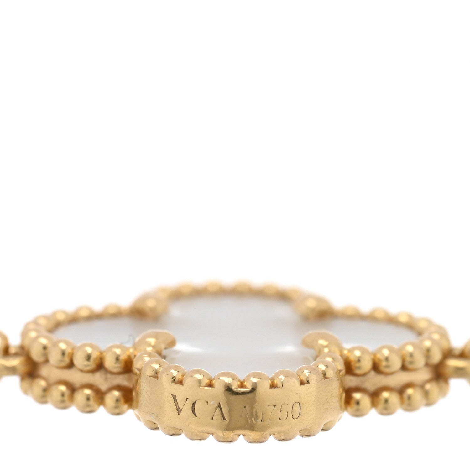 Van Cleef & Arpels 18K Yellow Gold Mother of Pearl 5 Motifs Vintage Alhambra Bracelet 3 of 3
