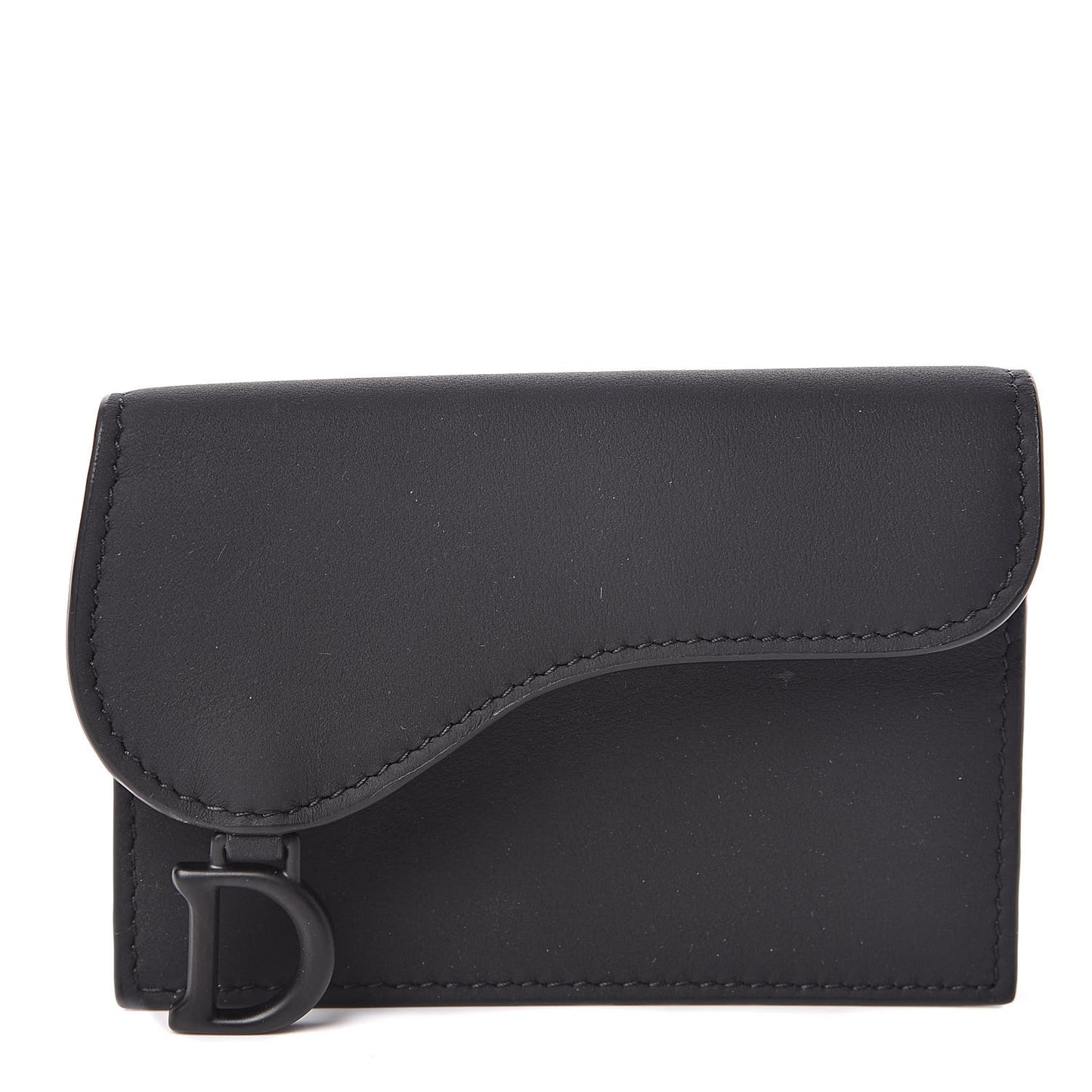 Ultra Matte Calfskin Saddle Card Holder Black