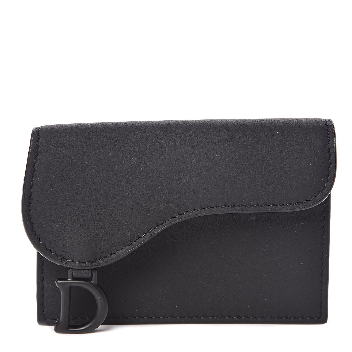 Christian Dior Ultra Matte Calfskin Saddle Card Holder Black 1 of 8