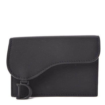 Christian Dior Ultra Matte Calfskin Saddle Card Holder Black 1 of 8