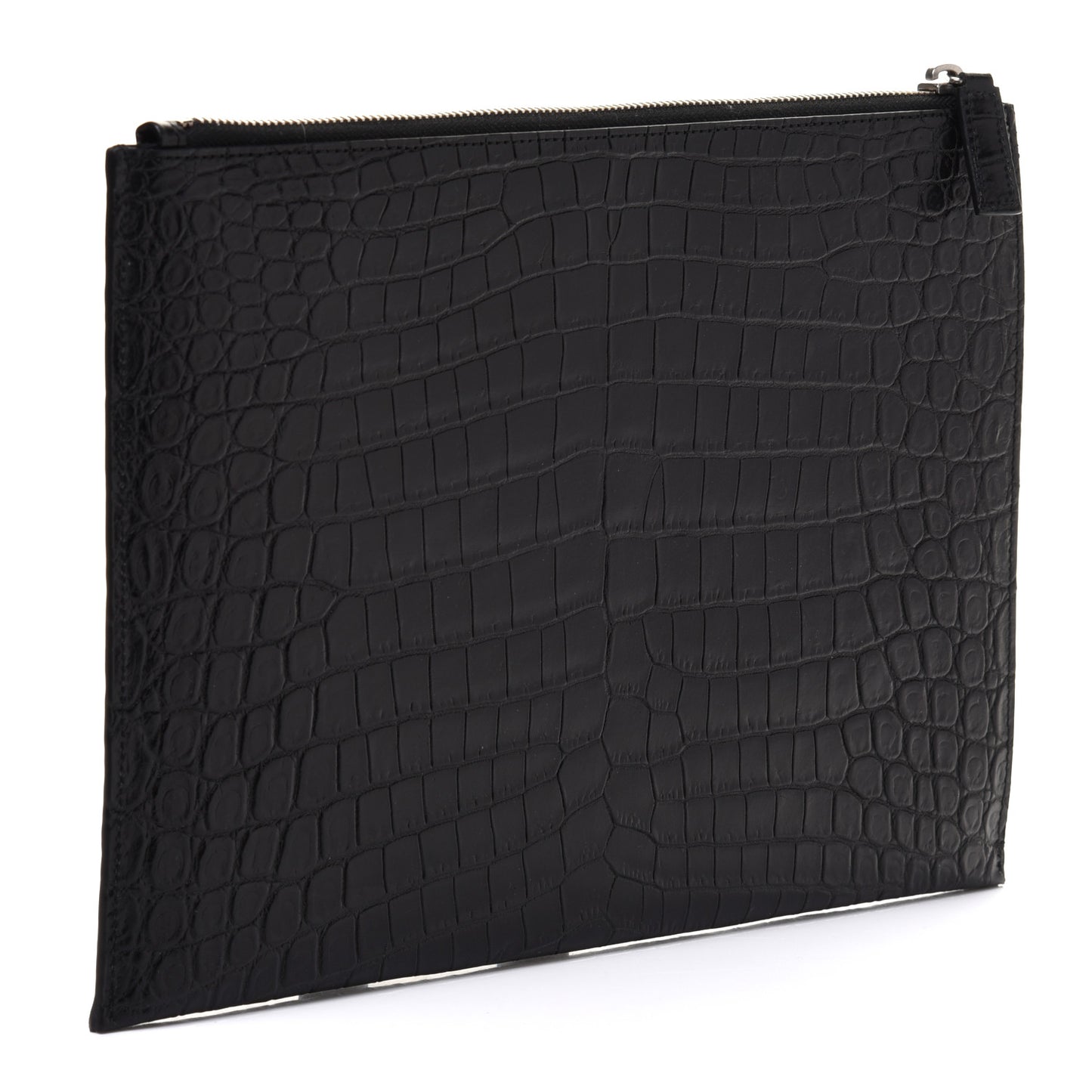 Calfskin Crocodile Embossed Document Holder Black