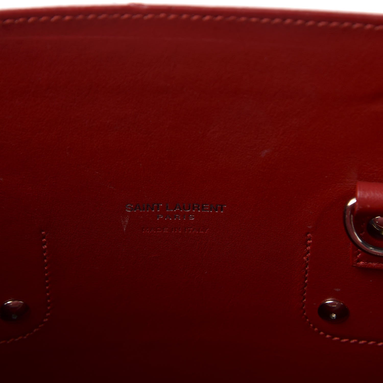 Saint Laurent Calfskin Crocodile Embossed Small Sac De Jour Eros Red 8 of 9