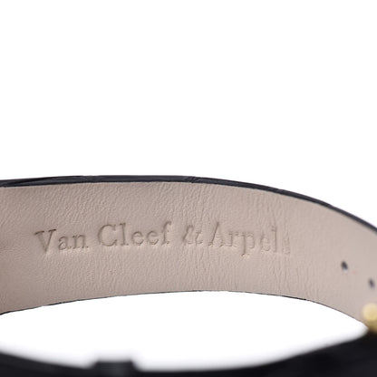 Van Cleef & Arpels 18K White Yellow Gold Alligator 30mm Manual Winding Watch Black 6 of 6
