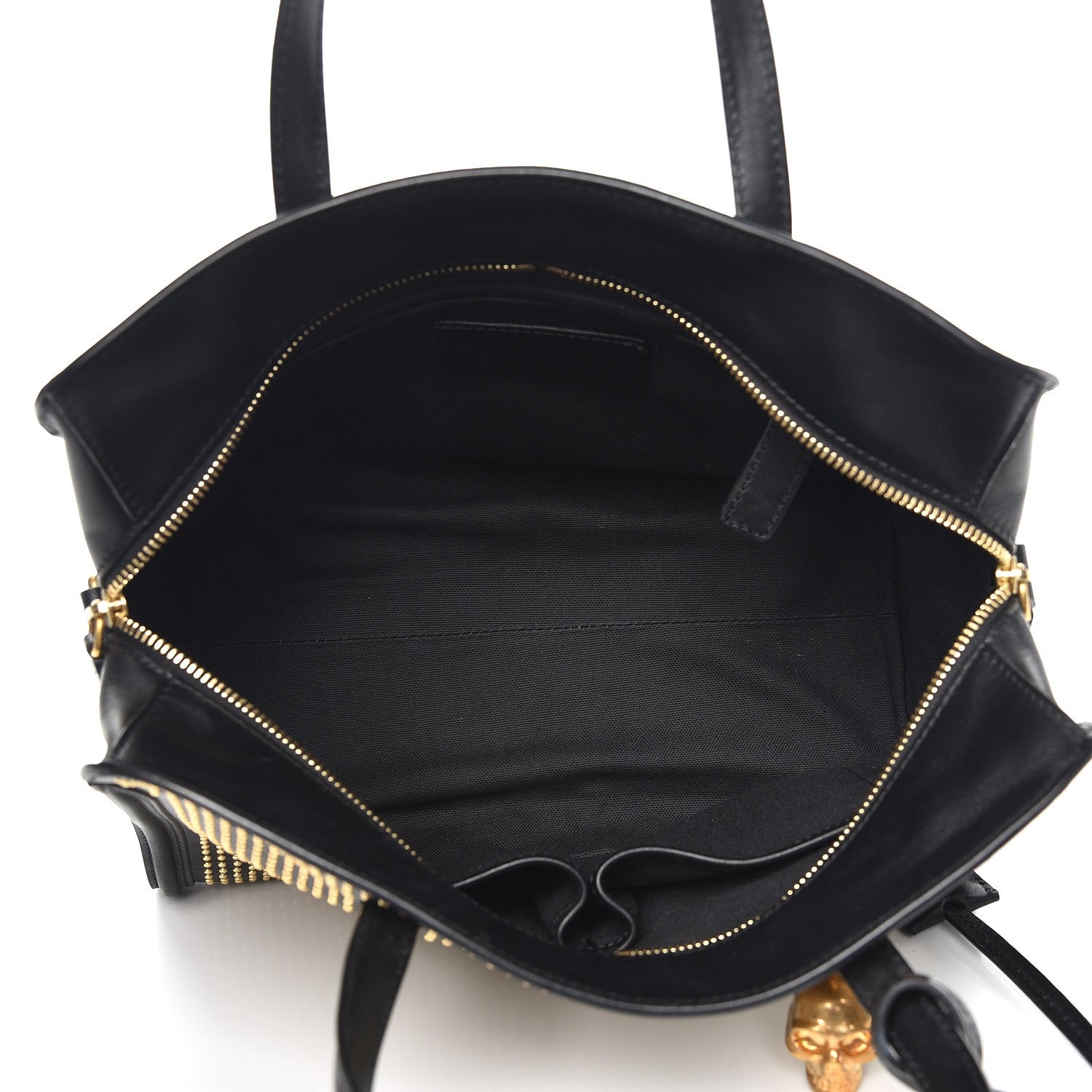 Alexander McQueen Calfskin Small Studded Padlock Zip Around Tote Black 5 of 7