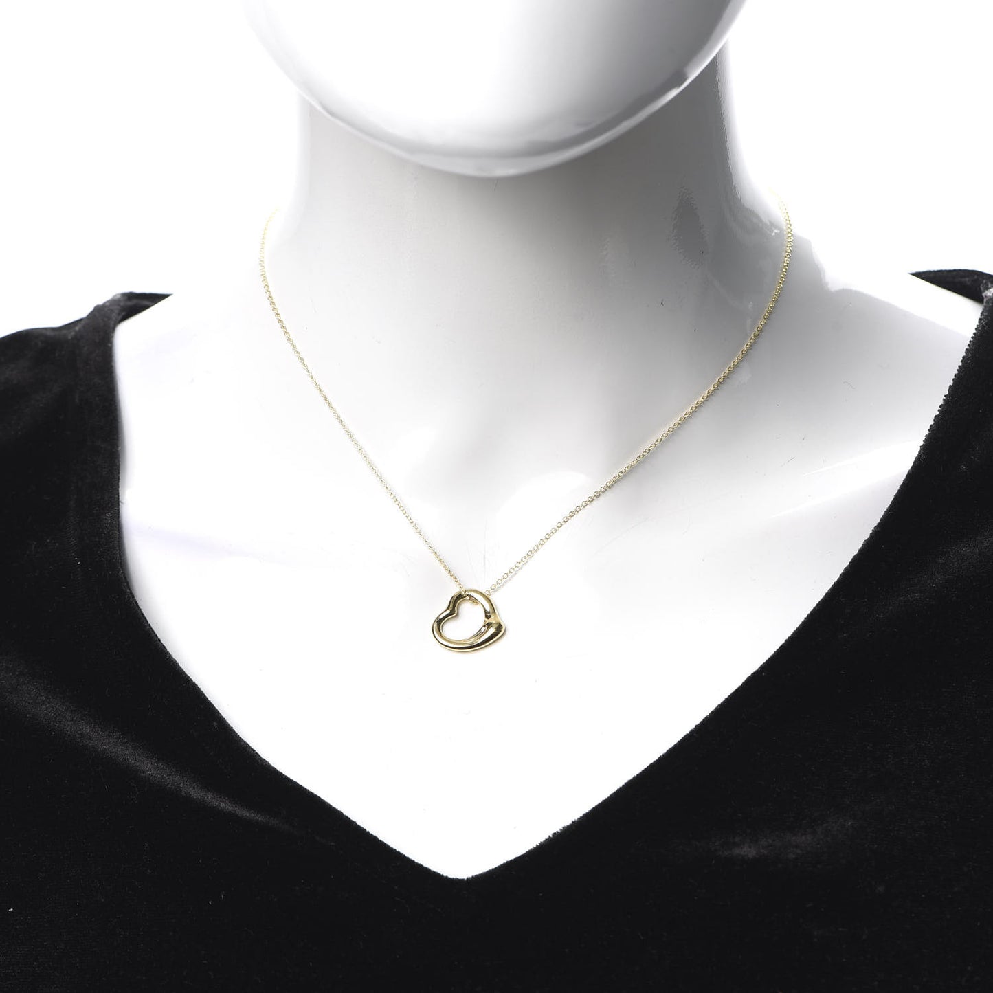 18K Yellow Gold 16mm Elsa Peretti Open Heart Pendant Necklace