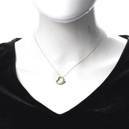 Tiffany 18K Yellow Gold 16mm Elsa Peretti Open Heart Pendant Necklace 2 of 7