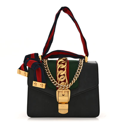 Gucci Calfskin Mini Sylvie Chain Shoulder Bag Black 1 of 11