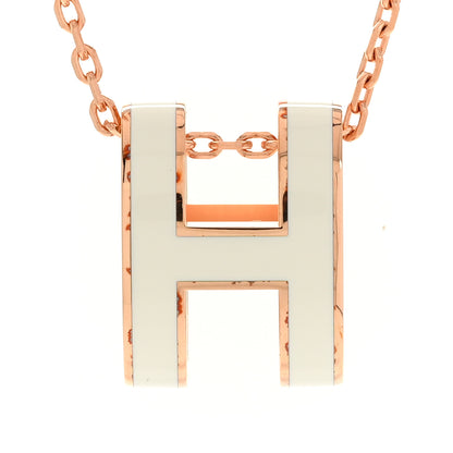 Hermes Lacquered Rose Gold Pop H Pendant Necklace White White 7 of 8