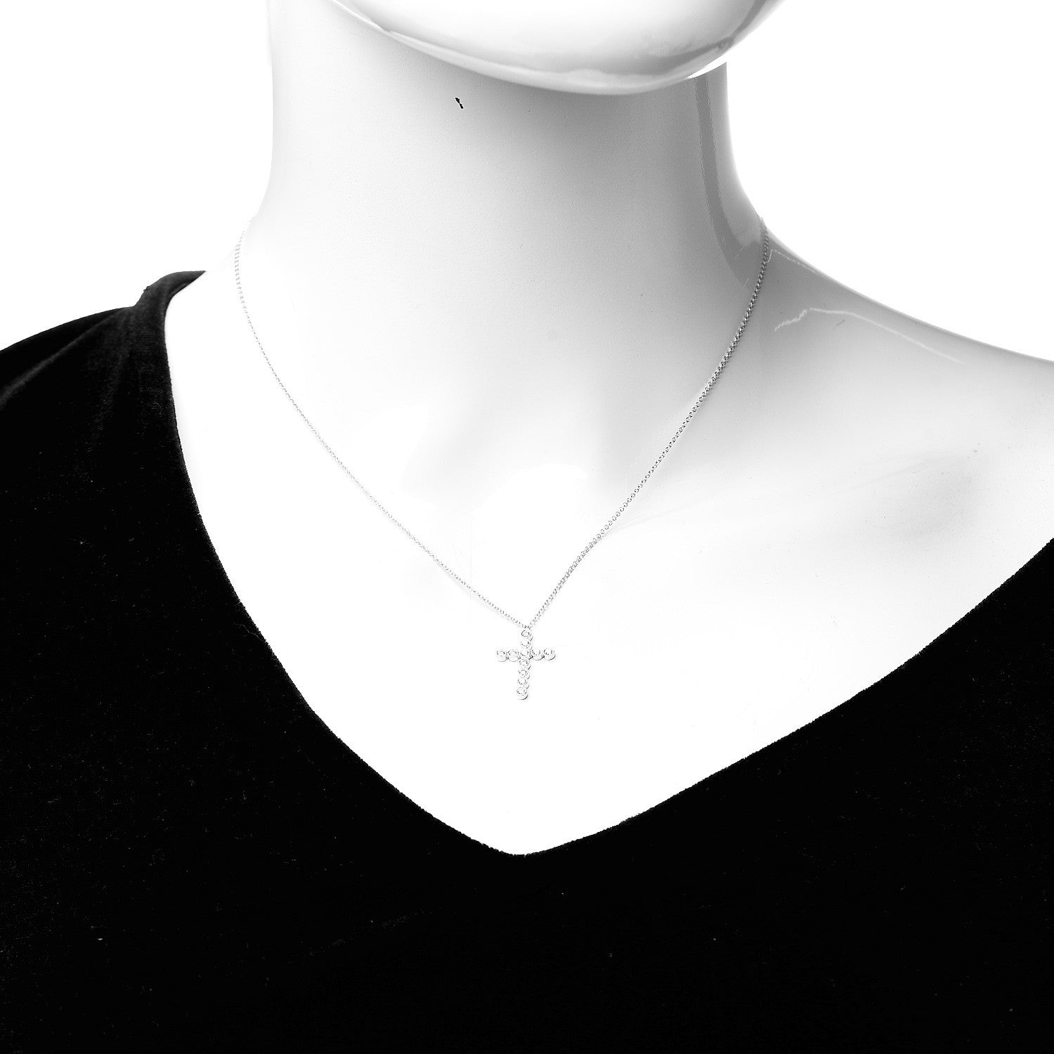 Tiffany Platinum Diamond Bezel Set Cross Pendant Necklace 2 of 6
