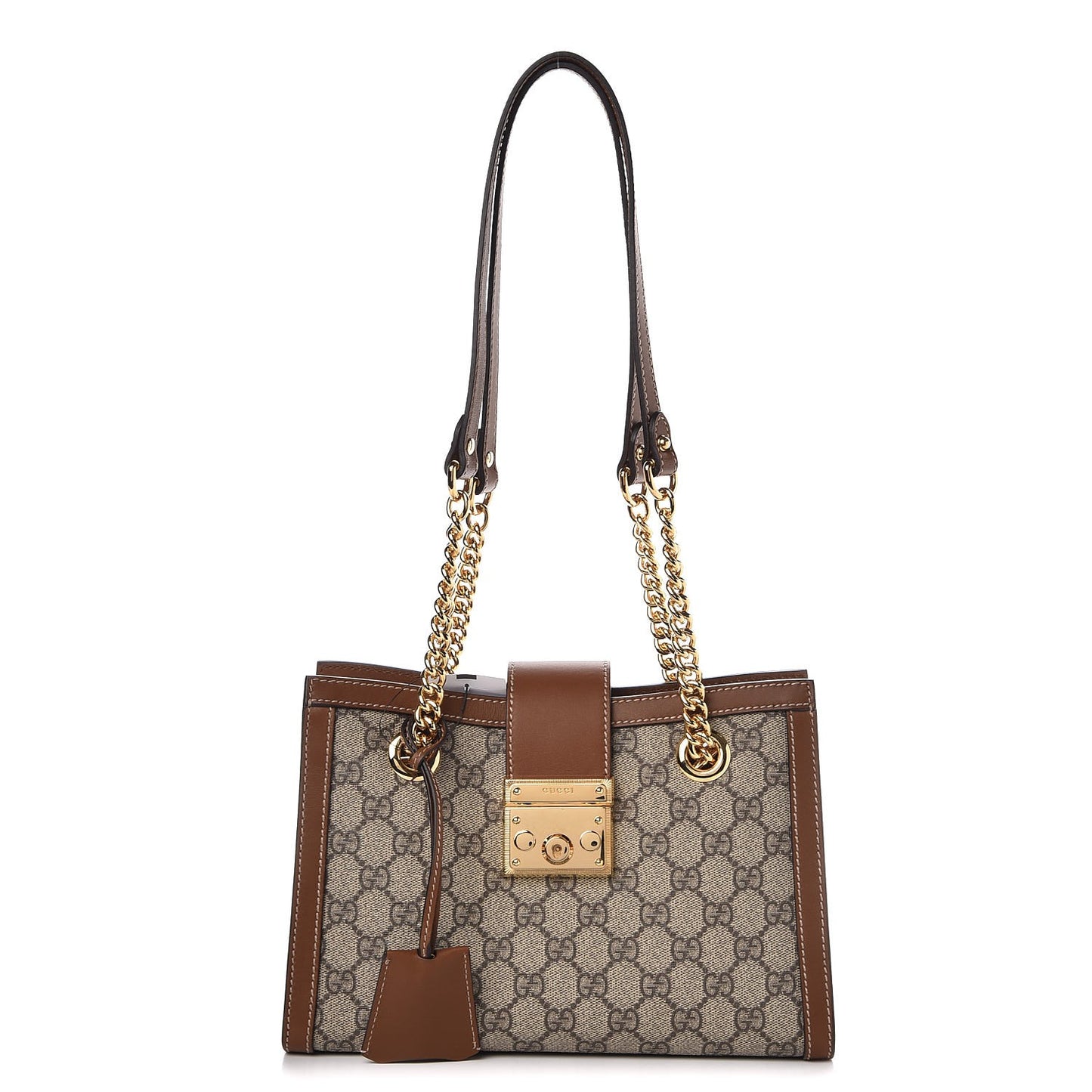 GG Supreme Monogram Calfskin Small Padlock Tote Beige Ebony Tuscany