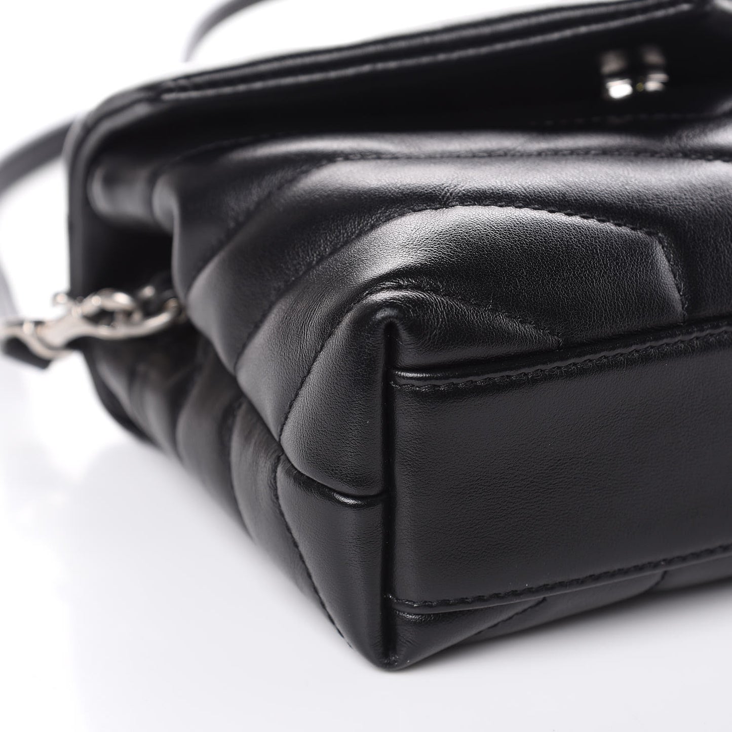 Calfskin Y Quilted Monogram Toy Loulou Crossbody Bag Black