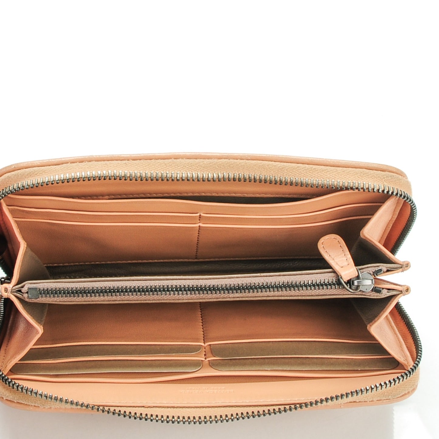 Nappa Intrecciato Zip Around Wallet Beige