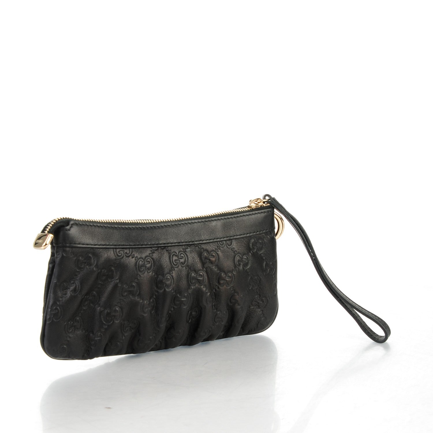 Gucci Guccissima Signature New Britt Wristlet Black 3 of 7