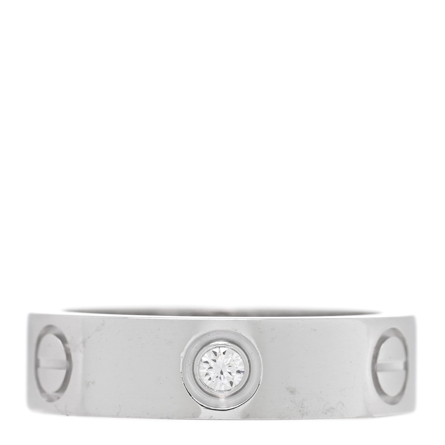 Cartier 18K White Gold 3 Diamond 5.5mm LOVE Ring 56 7.5 1 of 4