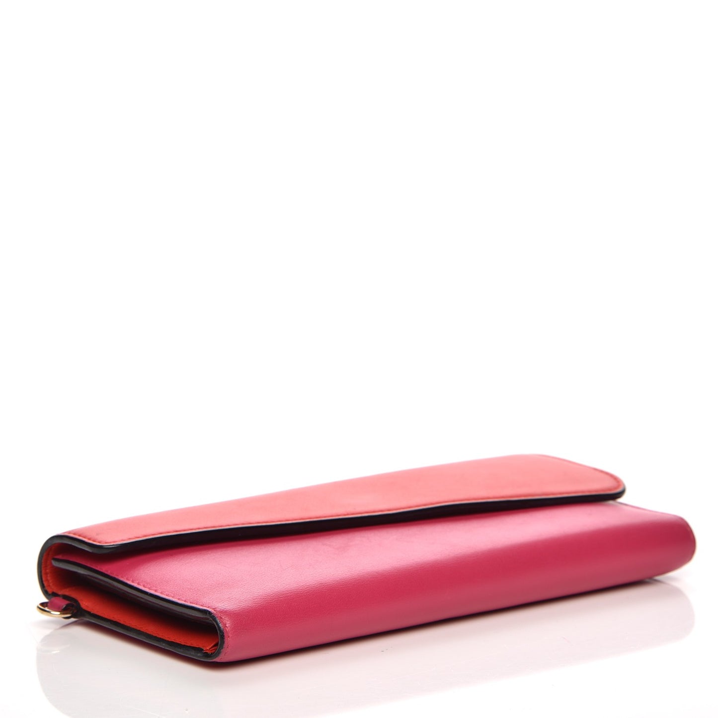 Smooth Calfskin Bi-Color Diorissimo Long Wallet Pink Red