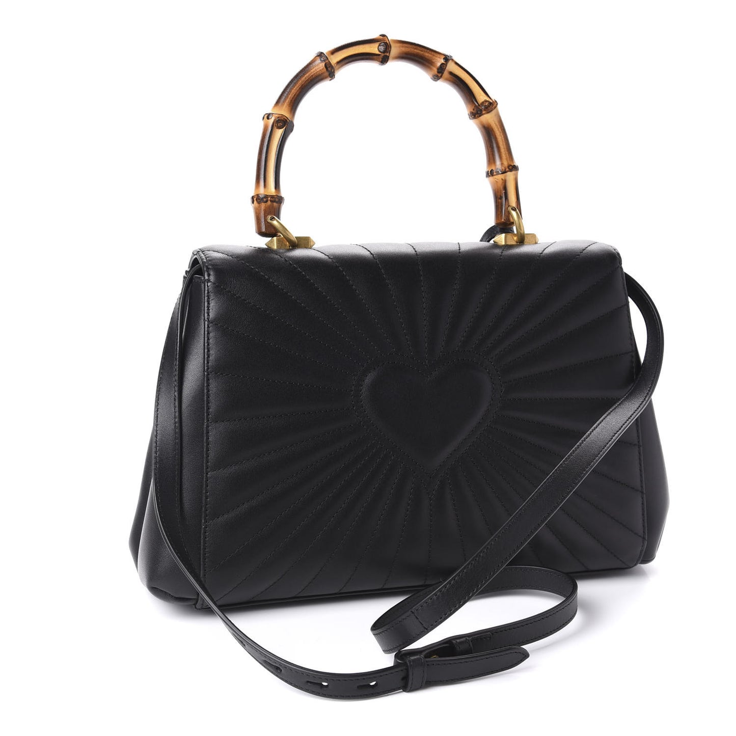 Calfskin Bamboo Trapuntata Queen Margaret Top Handle Bag Black