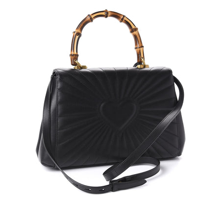 Gucci Calfskin Bamboo Trapuntata Queen Margaret Top Handle Bag Black 4 of 11