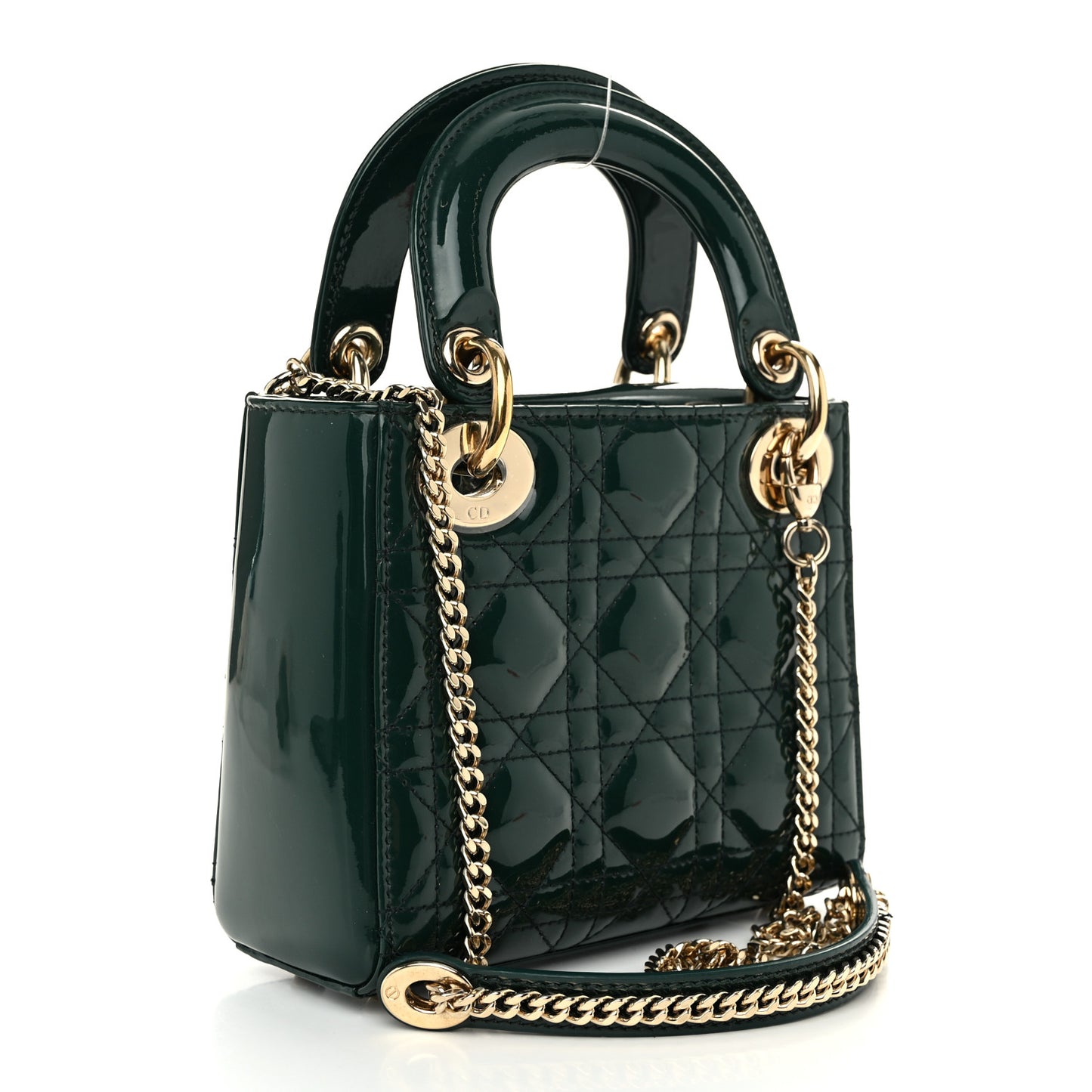 Patent Cannage Mini Lady Dior Pine Green