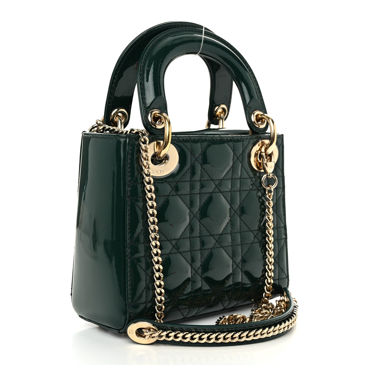 Christian Dior Patent Cannage Mini Lady Dior Pine Green 3 of 10