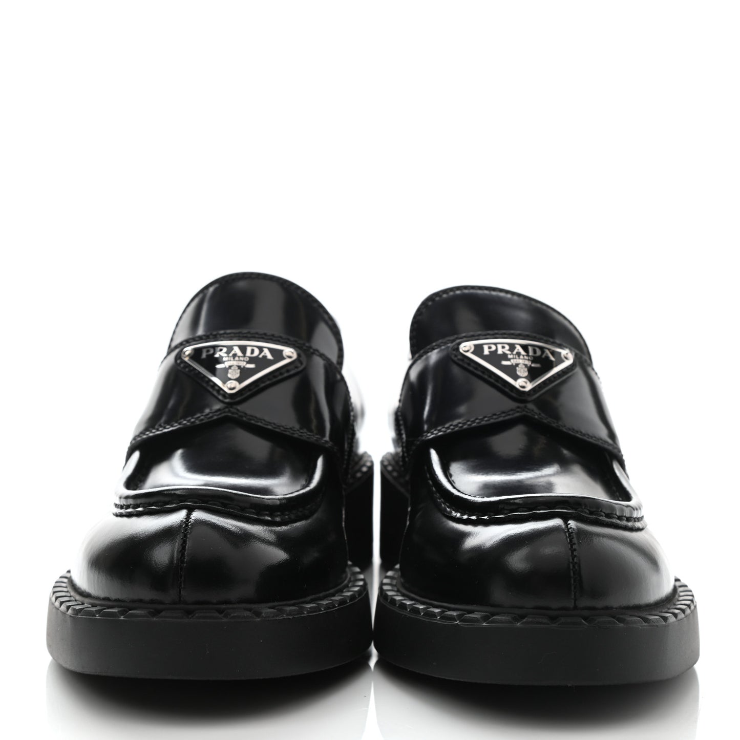 Spazzolato Metal Triangle Logo 50mm Loafers 36 Black