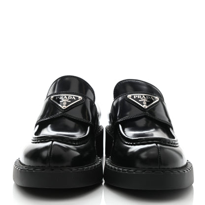 Prada Spazzolato Metal Triangle Logo 50mm Loafers 36 Black 2 of 9