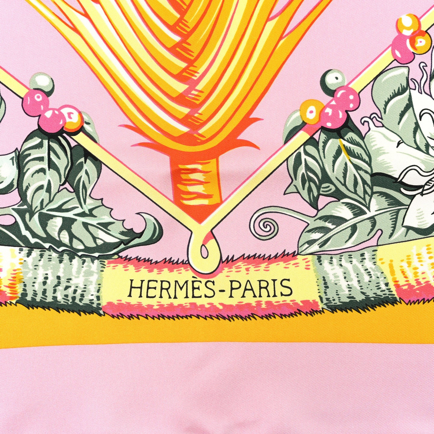 Silk Twill Imprime Aloha Double Scarf Stole Rose Buvard Jaune