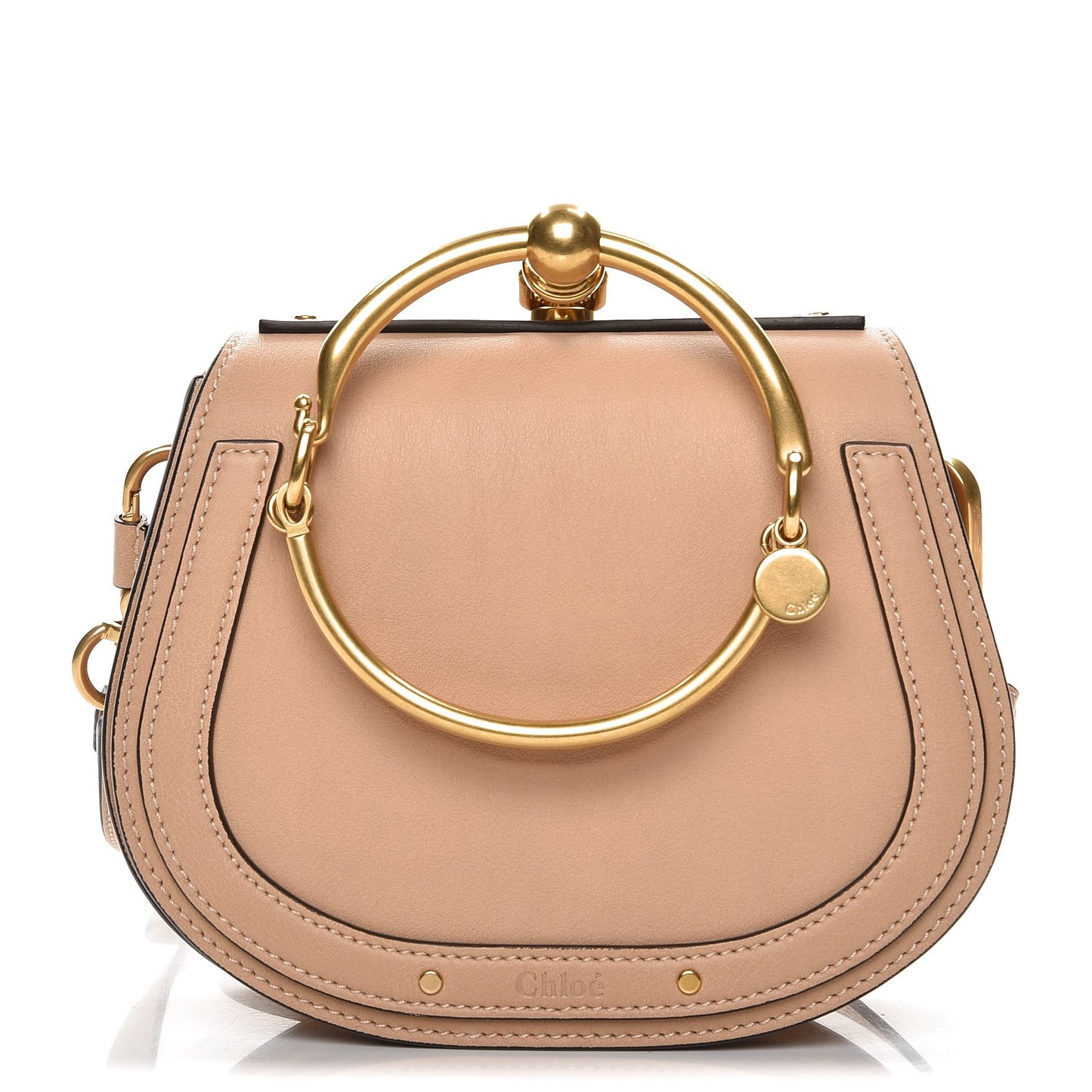 Calfskin Suede Small Nile Bracelet Bag Biscotti Beige