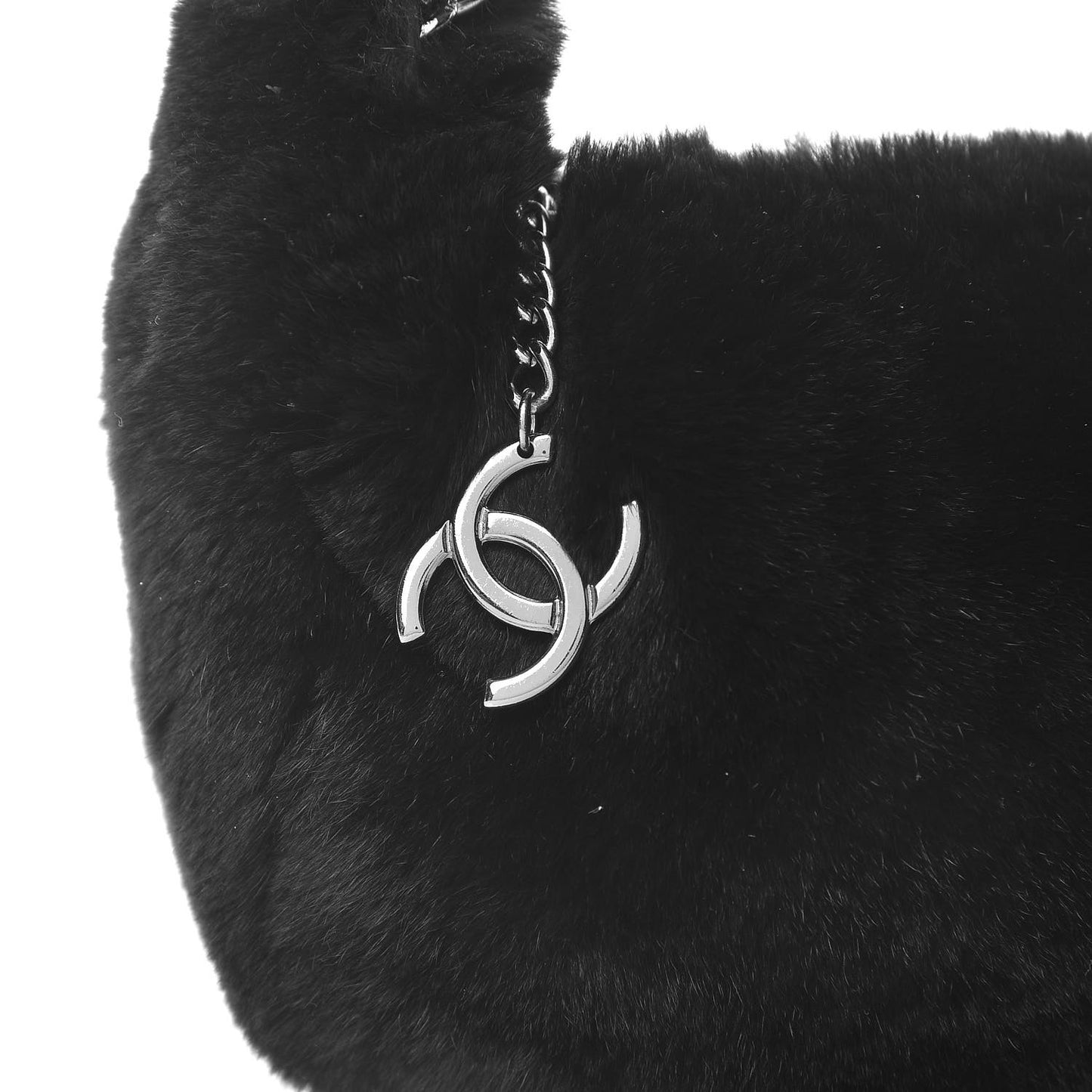 Lapin Rabbit Fur Shoulder Bag Black