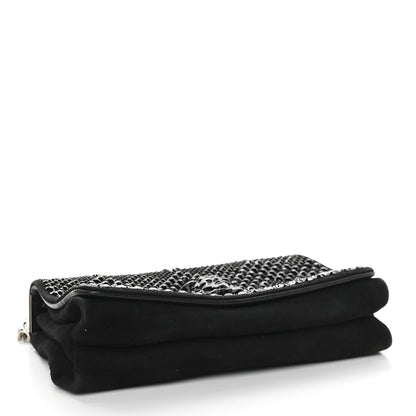 Versace Suede Palazzo Crystal Chain Evening Bag Black 4 of 8