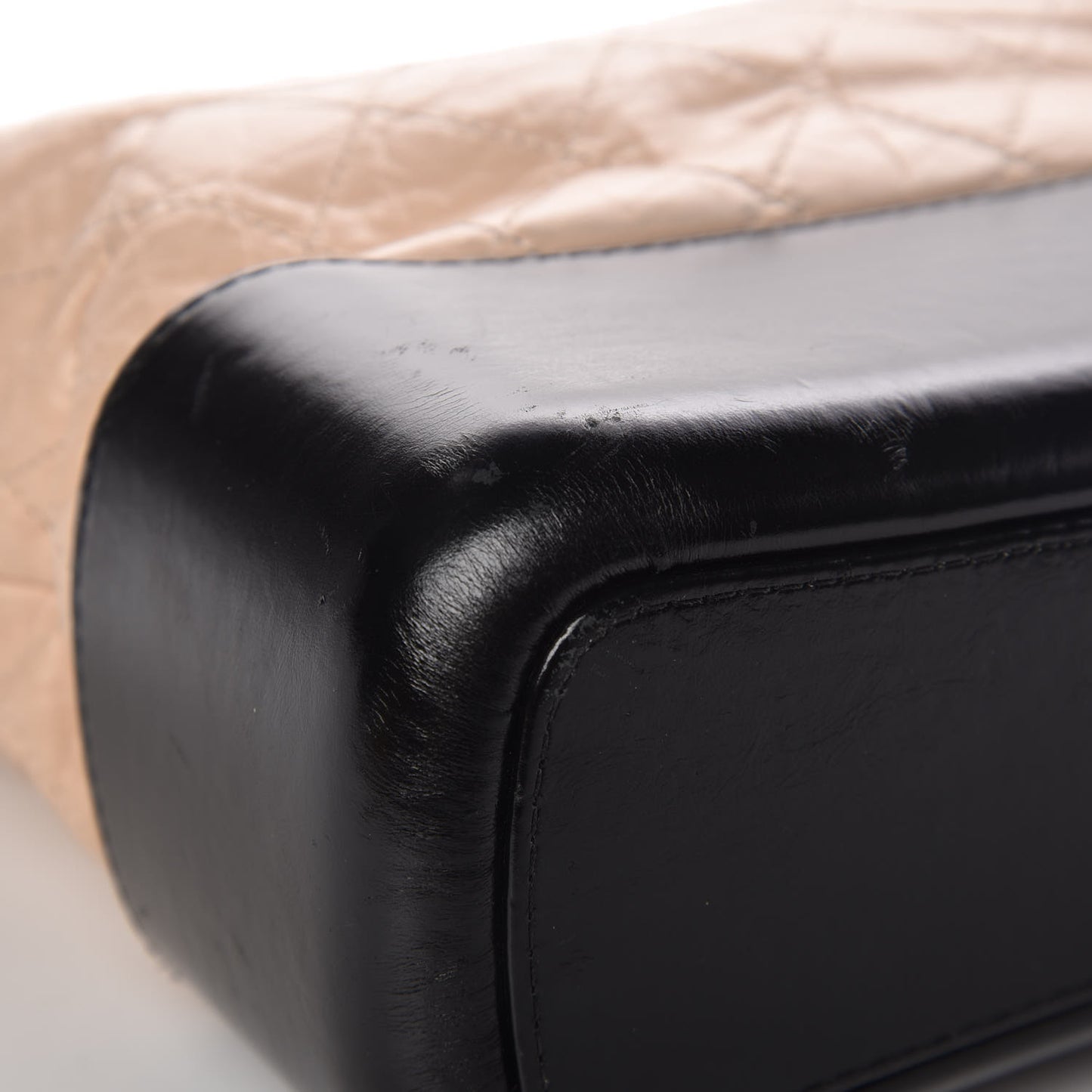 Aged Calfskin Quilted Medium Gabrielle Hobo Beige Black