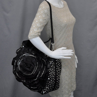 Valentino Garavani Leather Studded Petale Tote Black 2 of 12