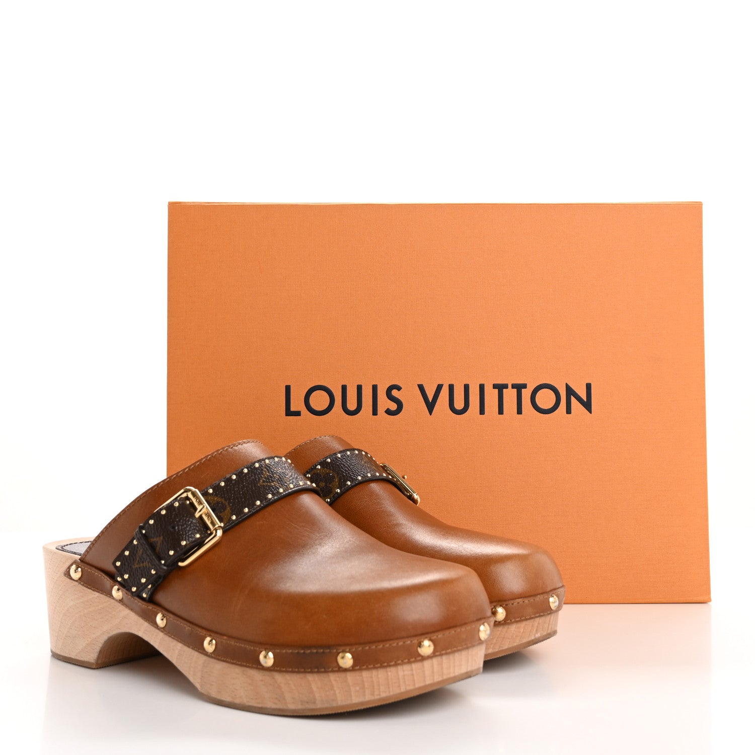 Louis Vuitton Calfskin Patent Monogram Cottage Clog Mules 41 Brown 10 of 10