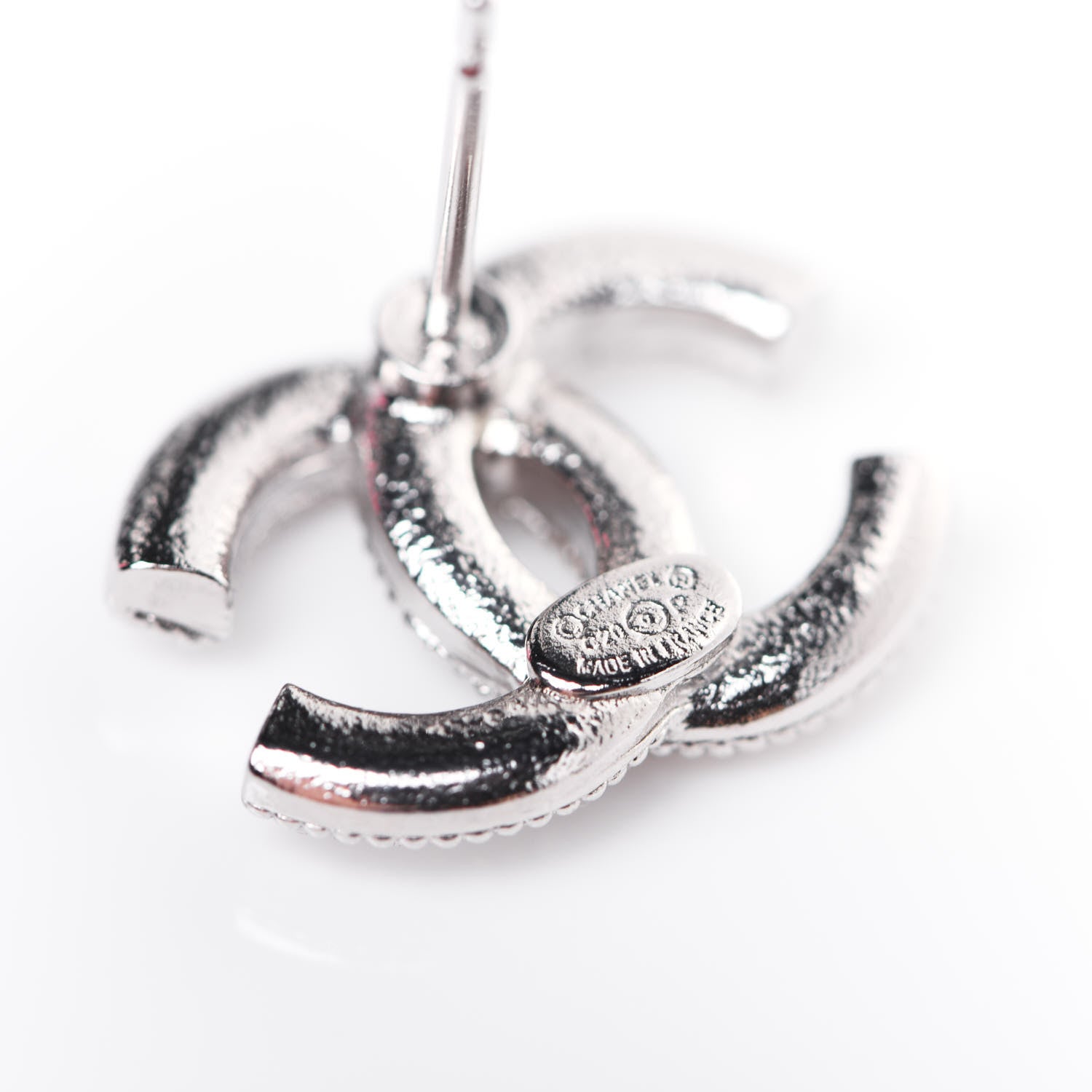 Chanel Crystal Mini Timeless CC Earrings Silver 3 of 6